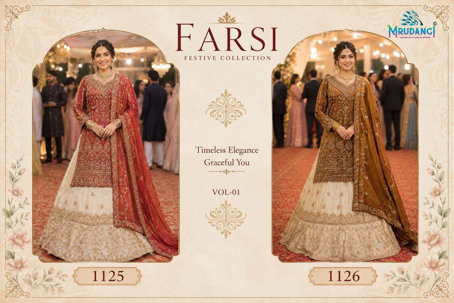 FARSI by MRUDANGI 1125 TO 1126 SERIES Indian occasional REAL PREMIUM VISCOSE party wear lehanga At Wholesale Price
